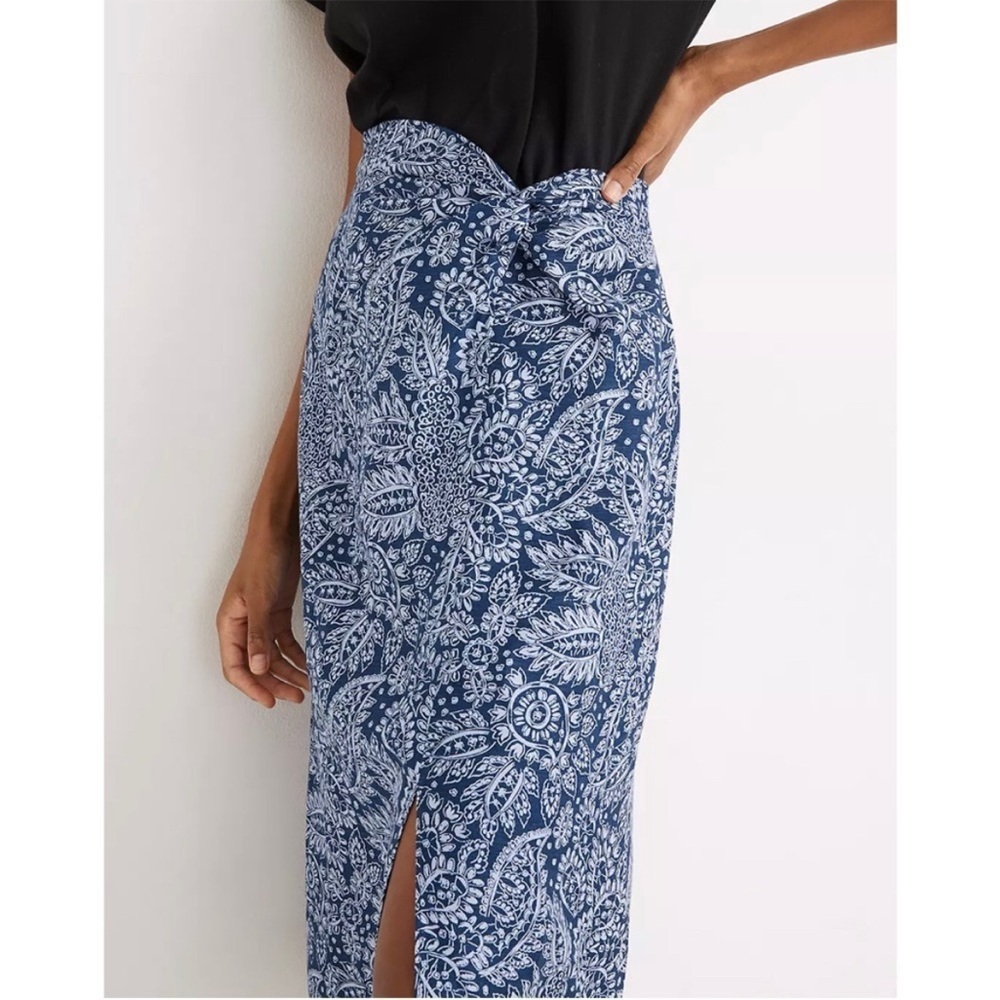 Madewell Blue Paisley Midi Skirt - Picture 3 of 10